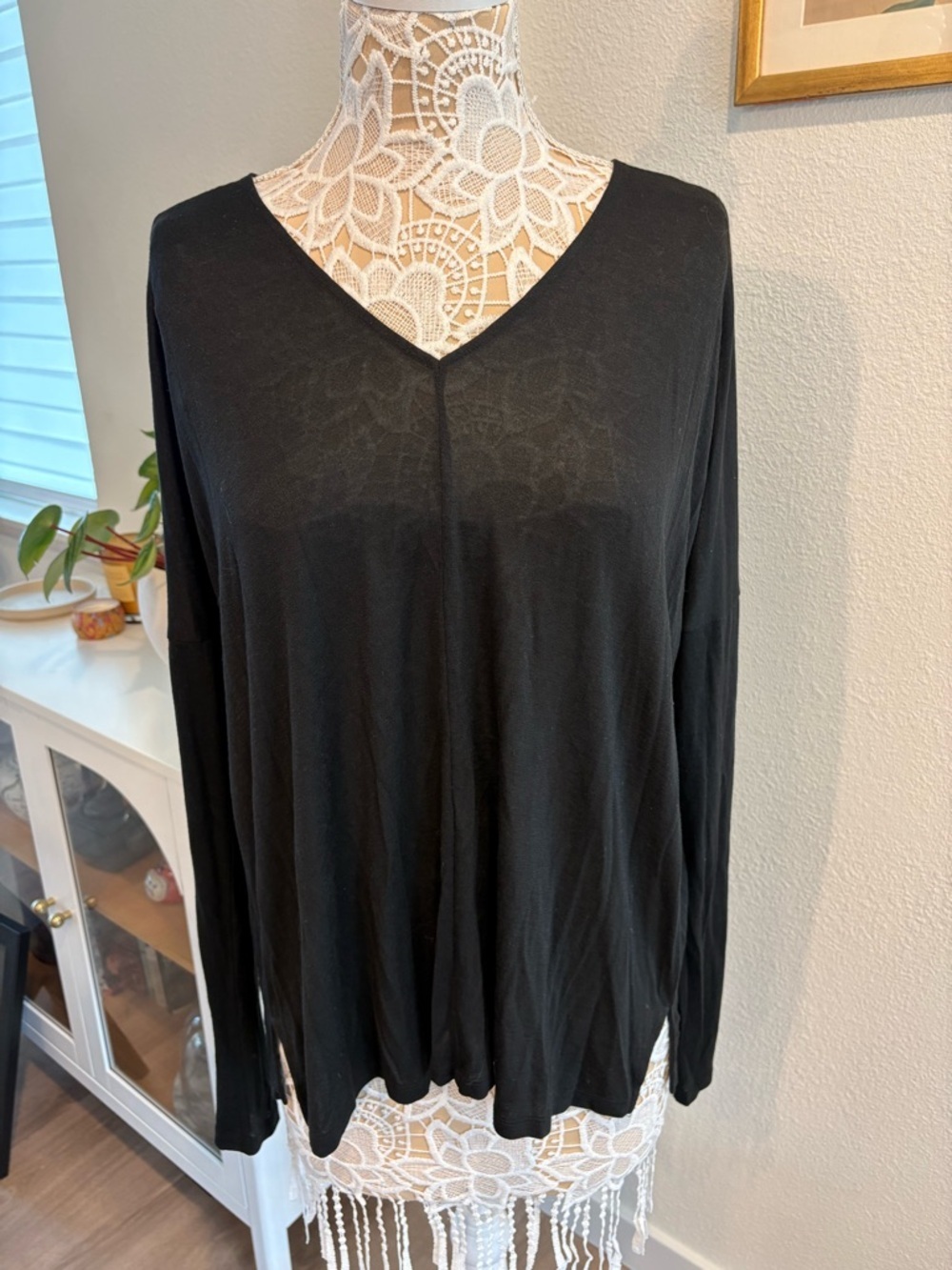 Vince Black V- Neck and back Lightweight Sweater- size M